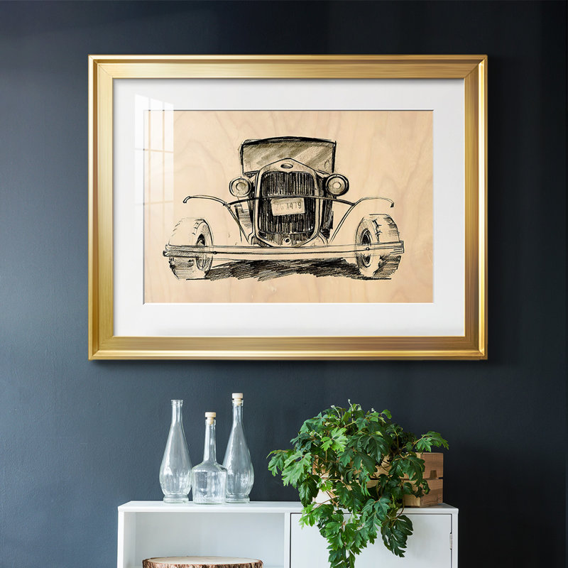 Model A Lines II, reproduction encadrée sur papier, Or, H 27 po x l 39 po x P 1,5 po