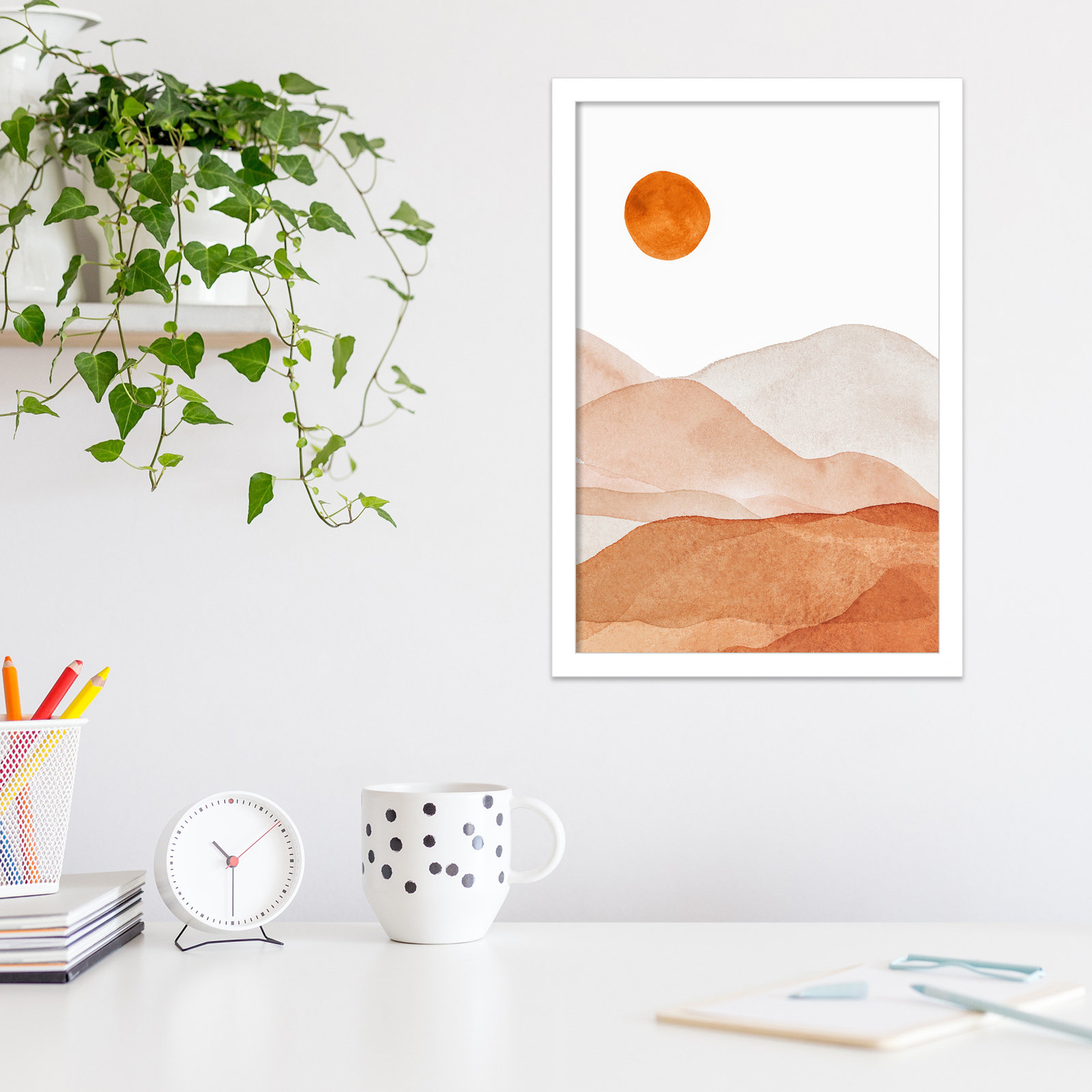 Doris "Mountain Range I" Print, White, 19.25" H x 13.25" W x 0.88" D