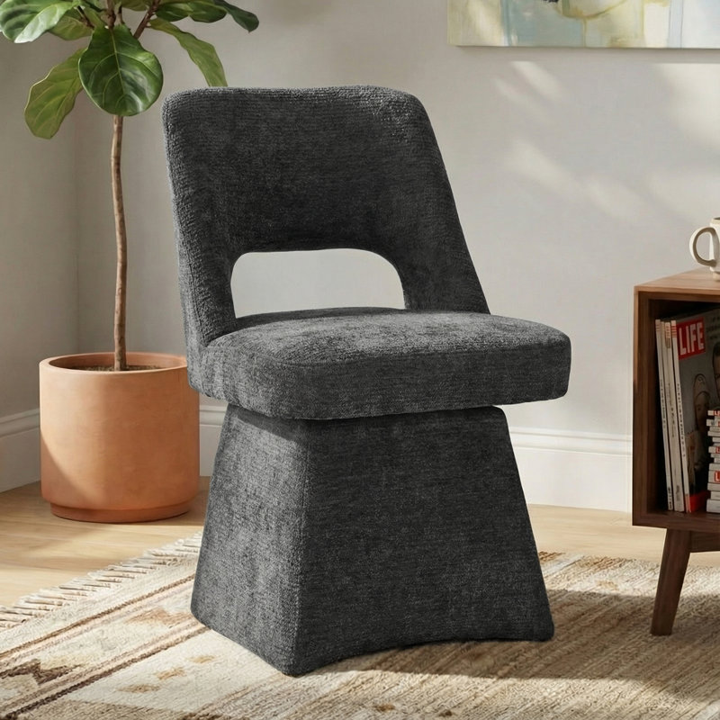 Upholstered Swivel Dining Chair, Black