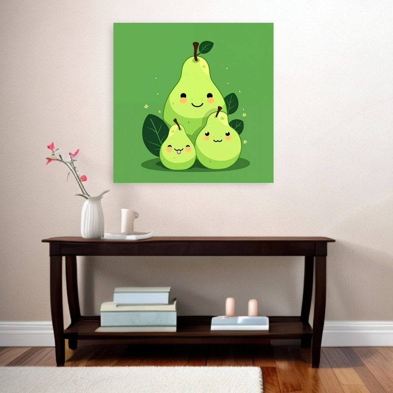 Happy Pear Family Minimalist Abstract Contemporary Fruit Landscape Wall Art Print, 91.44cm H x 91.44cm W