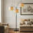 67" Dimmable 3 Color Selectable Floor Lamp, Curved Arc Tree 3-Light Black Solid Metal Standing Lamp