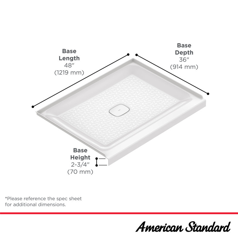 Aspirations 36'' W 48'' D Rectangular Single Shower Base