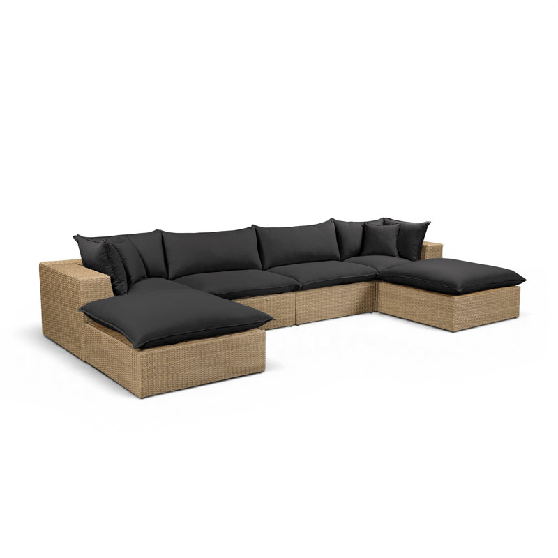 Canapé modulaire d'extérieur Cali, 4, Canapé, 2 repose-pieds