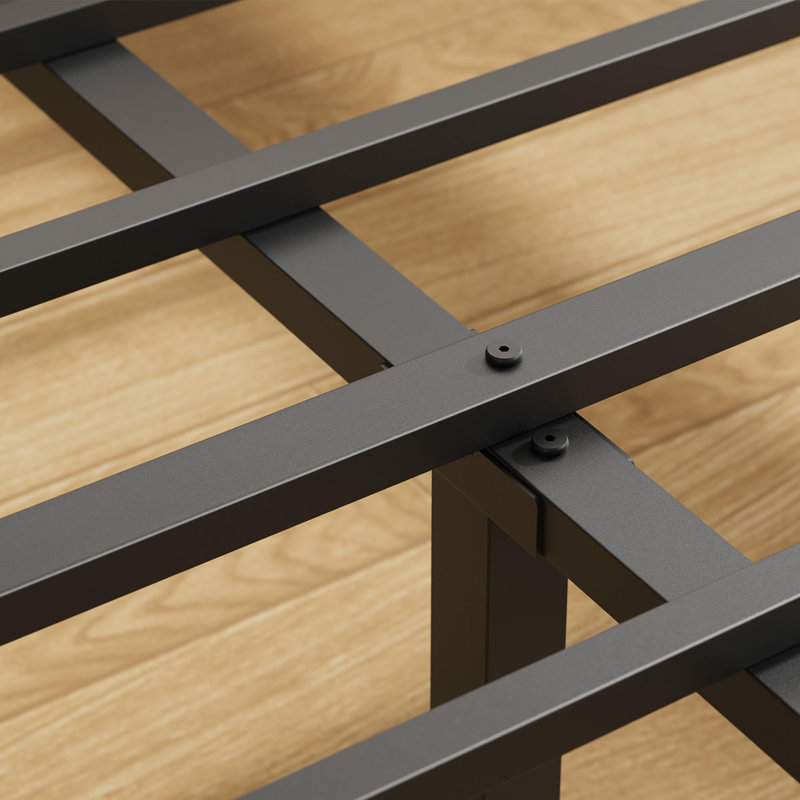 Structure de lit en rotin, lit plateforme en bois Boho avec tête et pied de lit en rotin naturel, Lit double