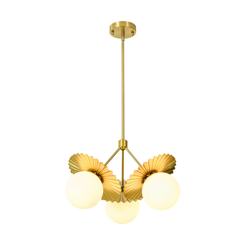 Lustre moderne à 3 lumières en verre opale pour salle à manger