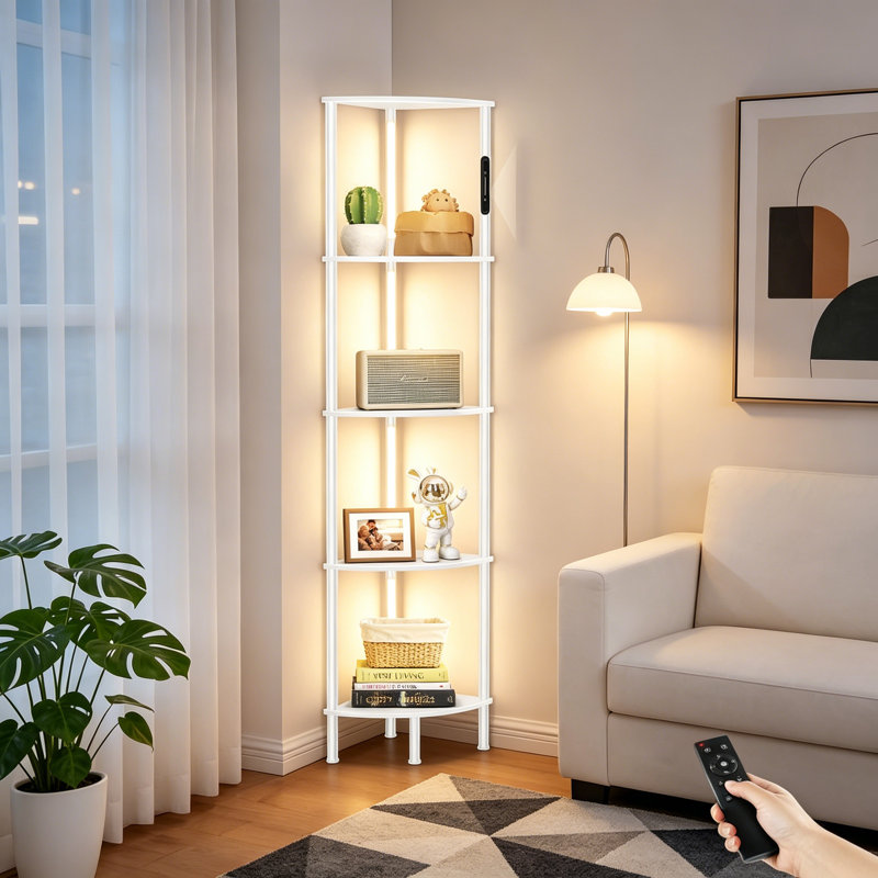 169cm H x 30cm W Metal Corner Bookcase, White