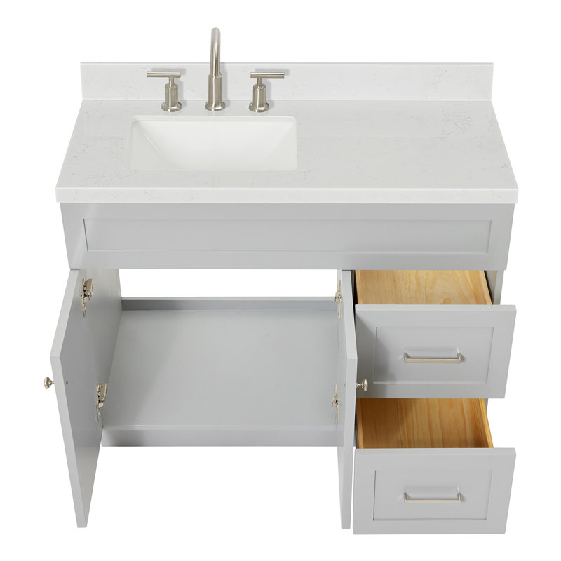 Hamlet 42.25 " W Freestanding Standard Free Standing 1 Single Vanity Bathroom Vanity With Carrara Quartz Top, Gray
