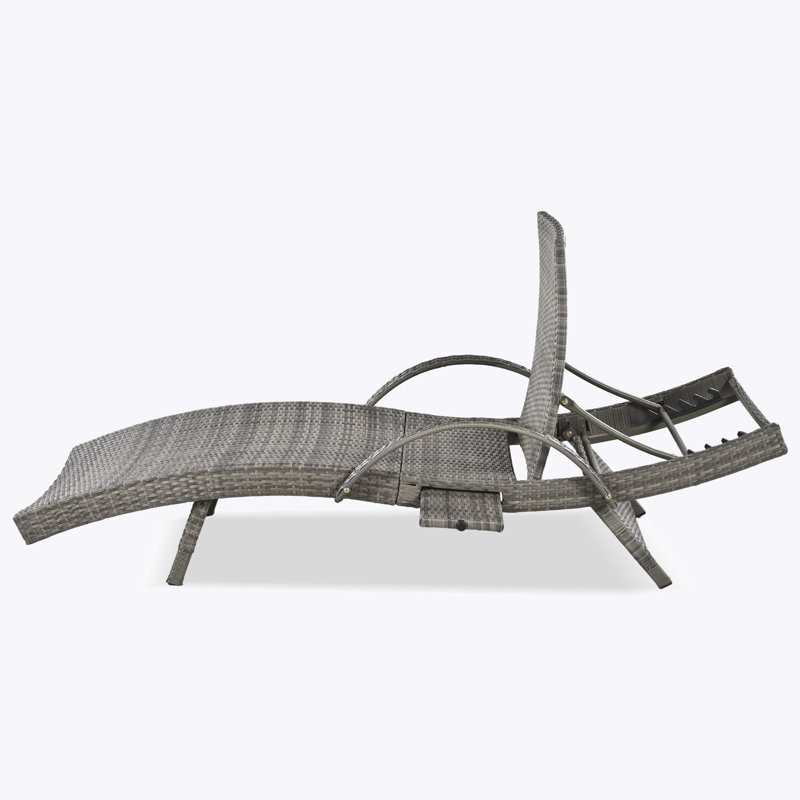 Kadajah Outdoor Wicker Chaise Lounge Set, Gray