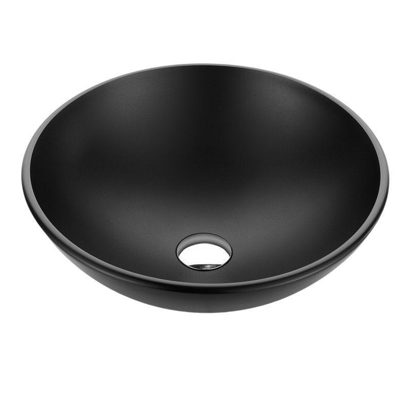 ANZZI 16.5'' Glass Circular Bathroom Sink, Matte Black