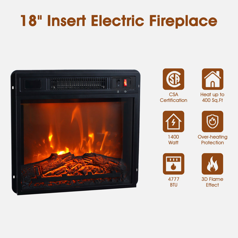 18'' W Electric Fireplace Insert