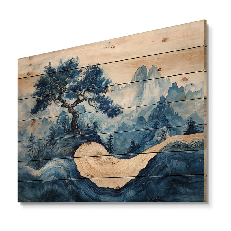 Tranquility In An Asian Forest Landscape III - Décoration murale en bois forêt - sur bois de pin naturel