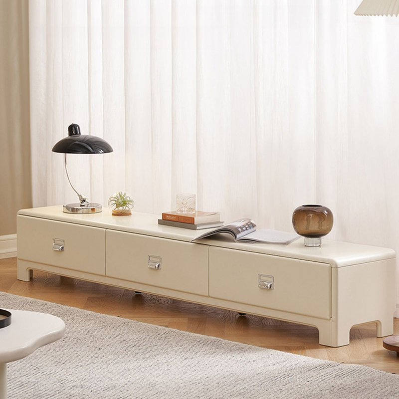 Meuble télé blanc en bois massif, 78.74"