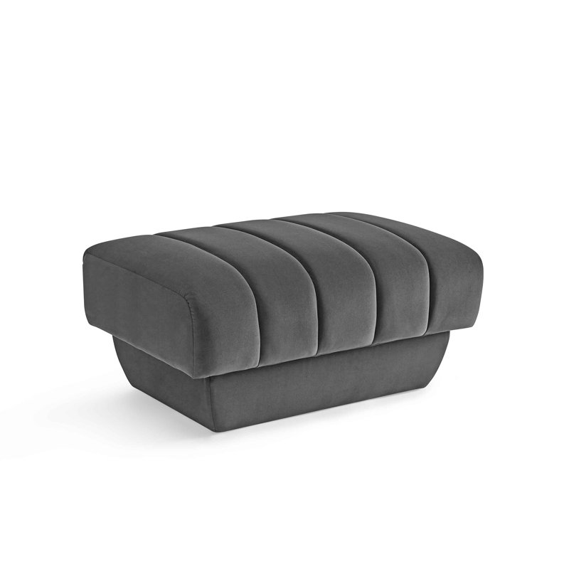 87.9Cm Wide Velvet Square Footstool Ottoman, Grey Velvet