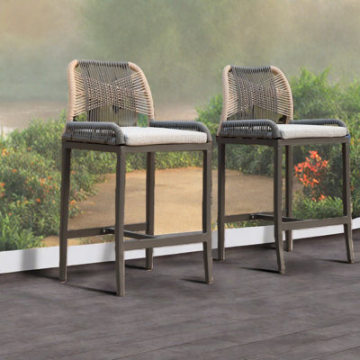 Tabourets de bar de confort, chaises modernes en corde d'aluminium pour bar de patio