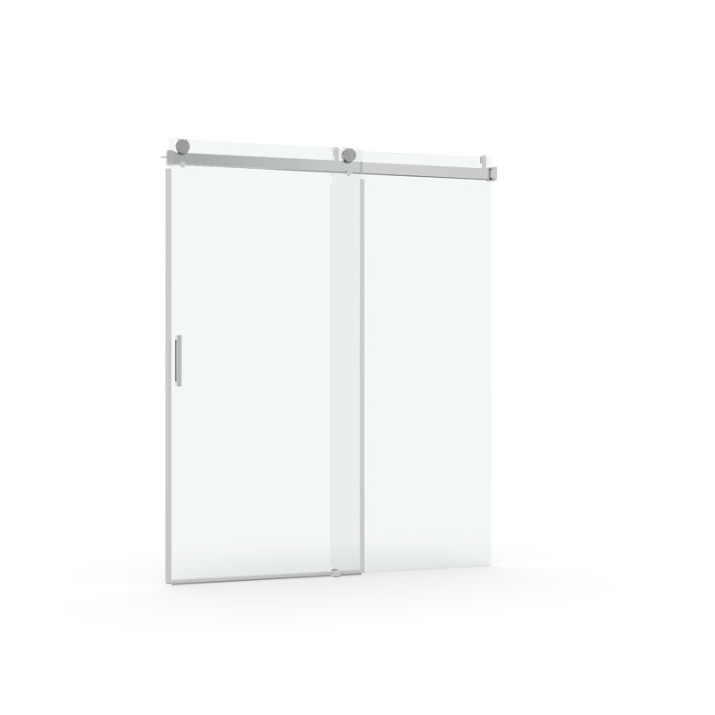 56" - 60" W X 76" H Frameless Soft-Closing Single Sliding Shower Door, 3/8" (10Mm) Tempered Glass With Easy-Cleaning Coating