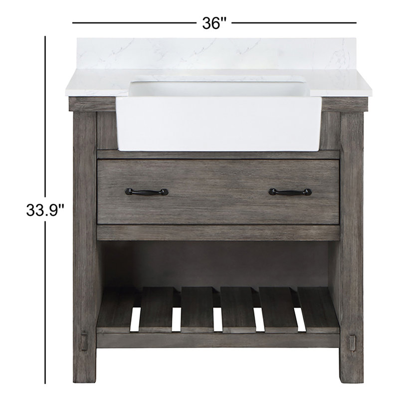 Ensemble de meuble-lavabo simple 36 po Villareal, Gris classique