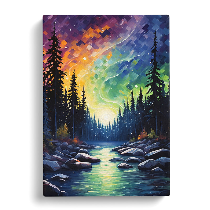 Northern Lights Impressionism - Wrapped Canvas, 76cm H x 50cm W x 3cm D