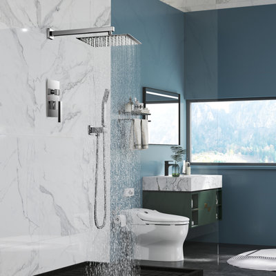 Système de pomme de douche murale à effet pluie avec robinet 10 po