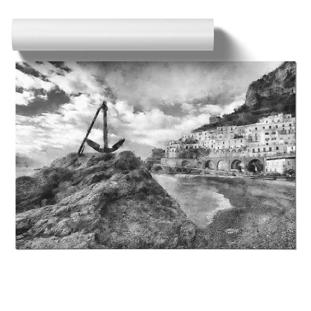 Amalfi Coast in Italy Painting - Frameless Print