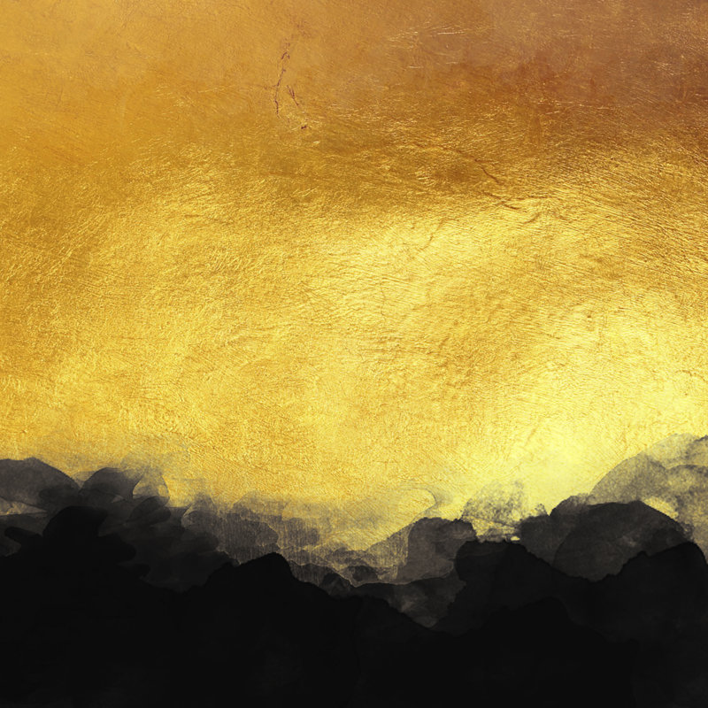«Golden Sunset Abstract II» par Christine Zalewski - reproduction sur toile tendue, H 36 po x l 36 po