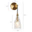 Applique murale 1 lumière Modern Gold avec abat-jour en verre texturé, cordon réglable, fixation murale en laiton pour la chambre à coucher, la salle de bain et le couloir