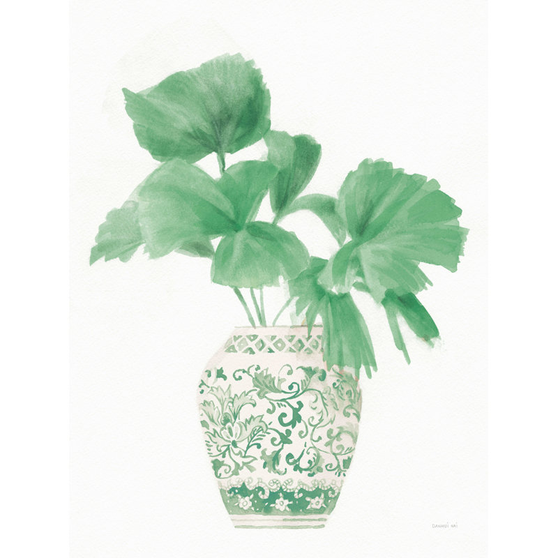 Palm chinoiserie IV - peinture sur toile tendue, H 16 po x l 12 po