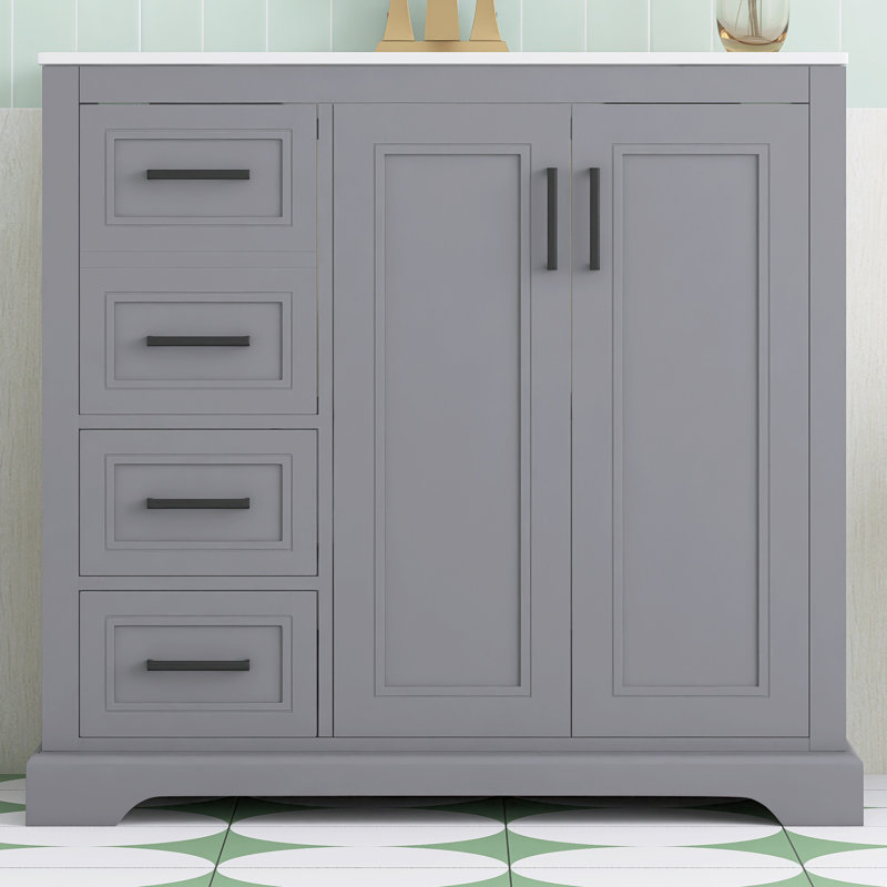 Ensemble de meuble-lavabo autoportant 36 po avec comptoir en céramique 36 po, Grey