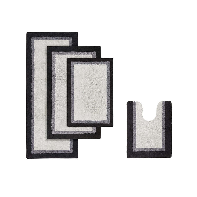 Tapis de bain en coton touffeté antidérapant, Simple - L 20 po x l 30 po, Noir