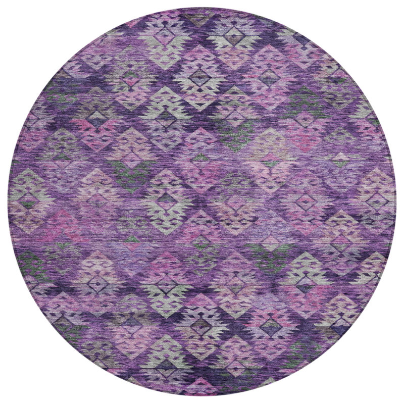 Helissa Purple Washable Indoor-Outdoor Rug - , 8' x 8'