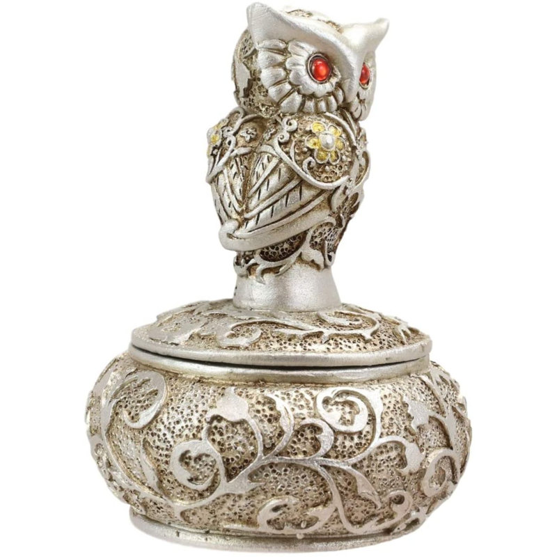 Boîte à bijoux avec hibou avec bijou