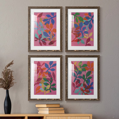 Vivid Stems I - ensemble de 4 peintures encadrées