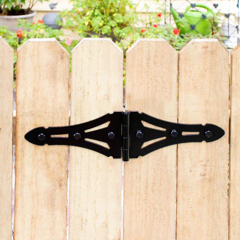 Heavy-Duty Black Double Strap Hinge for Wood Gates