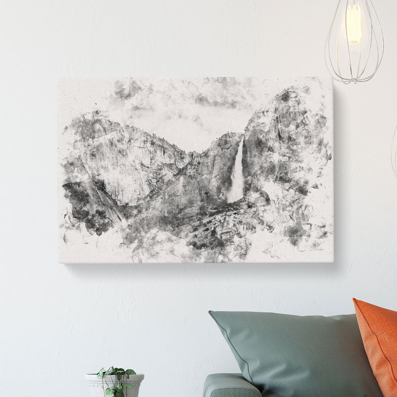 Waterfall in Yosemite - Wrapped Canvas, 60cm H x 91cm W x 3cm D