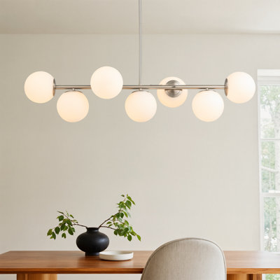 Lustre linéaire en verre 7 lumières pour salle à manger