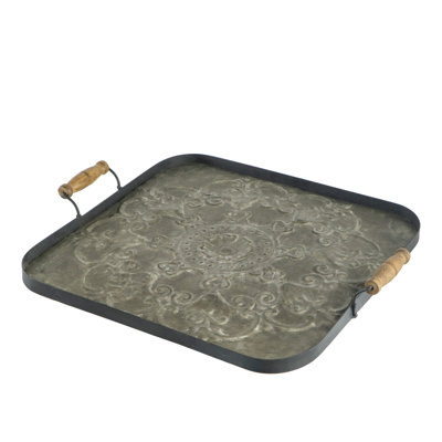 28.7X3.9X24.4" Fabius Iron Tray With Handle, Square