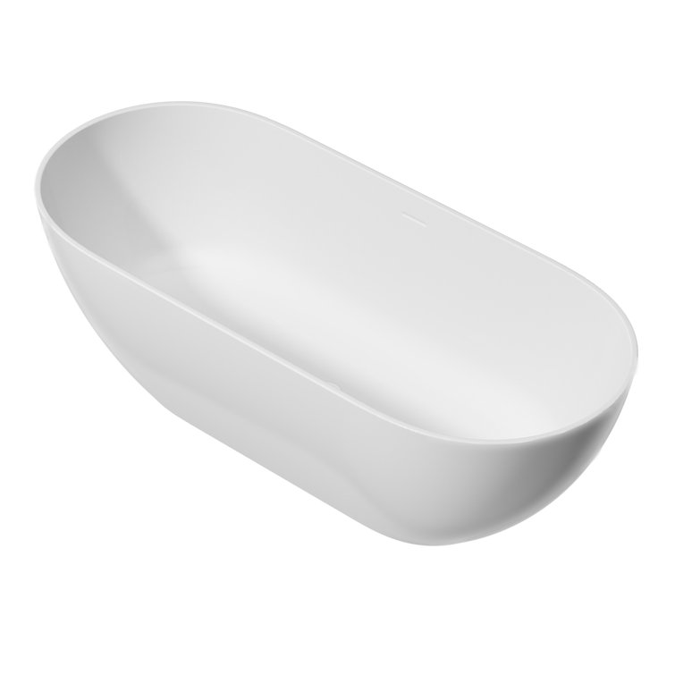 68.9"L x 29.5"W x 21.7"H Solid Surface Freestanding Oval Tub with Overflow and Drain