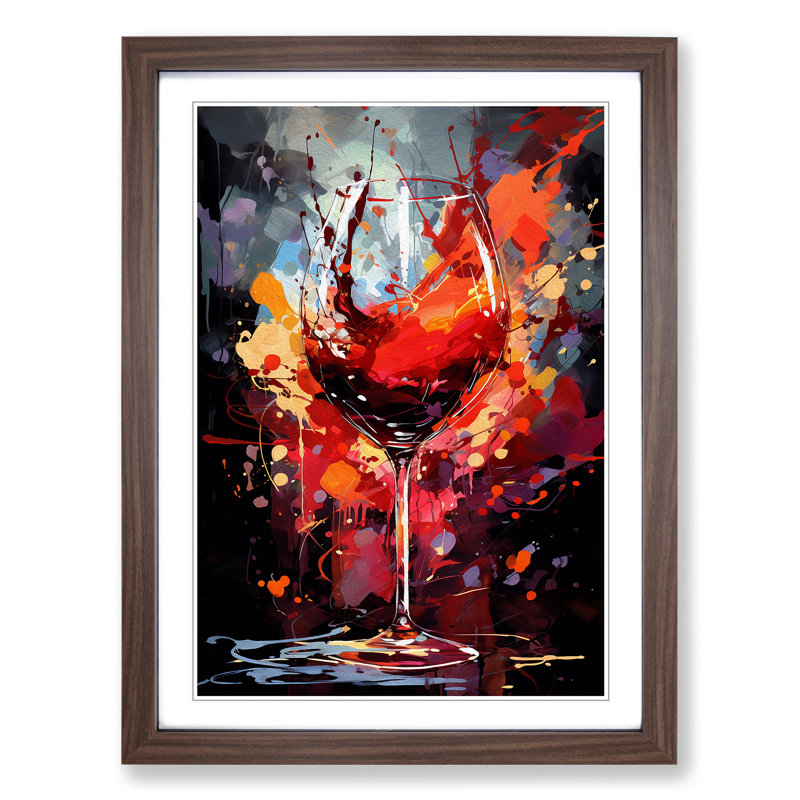 Wine Gestural Art - Framed Print, Walnut Framed, 34cm H x 25cm W