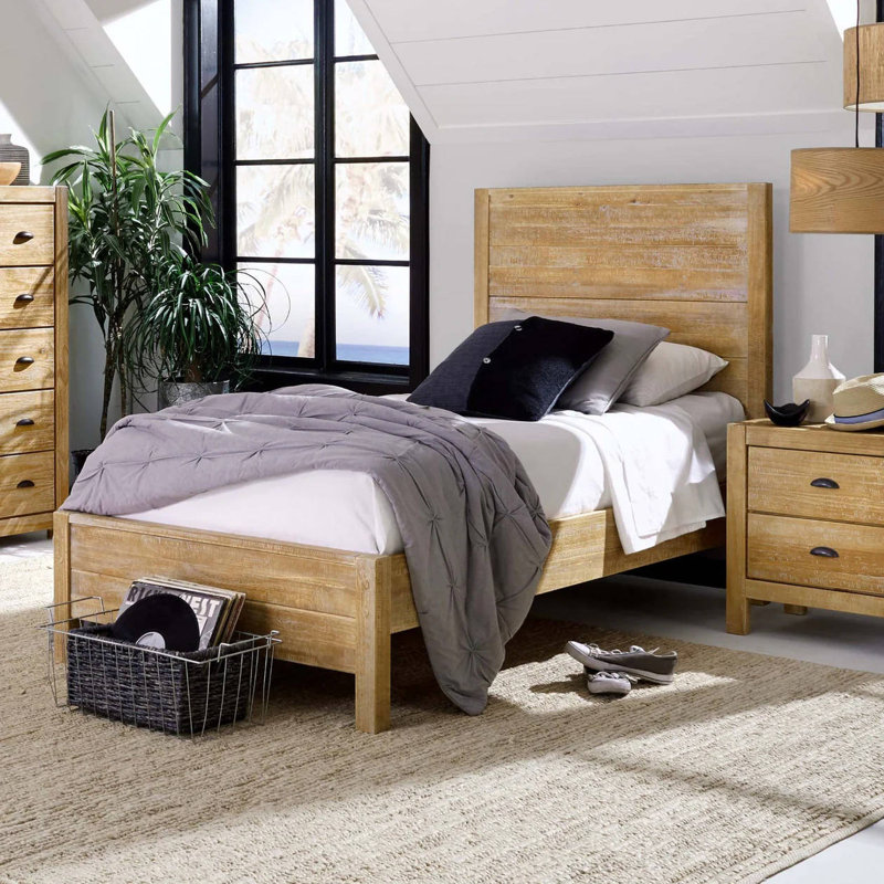Montauk Solid Wood Panel Bed, Driftwood, Twin