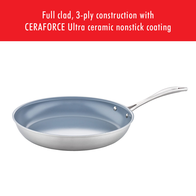 Zwilling Spirit 3-ply Stainless Steel Ceramic Nonstick Fry Pan, 10"