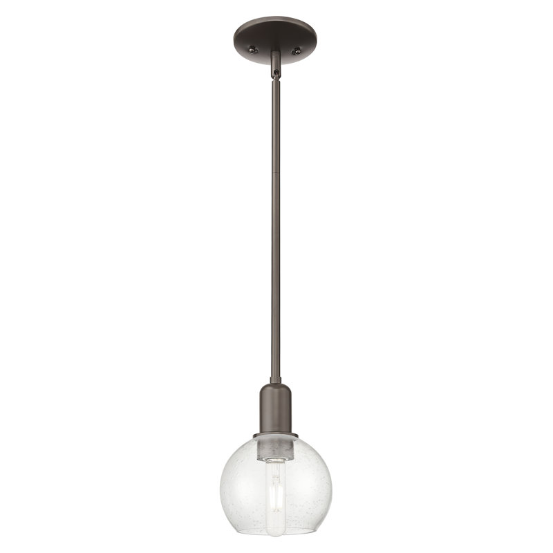 Mini-luminaire suspendu 1 lumière Arcadia - Athens, H 4,88 po x l 5,88 po x P 5,88 po, Grainé, Bronze frotté à l'huile