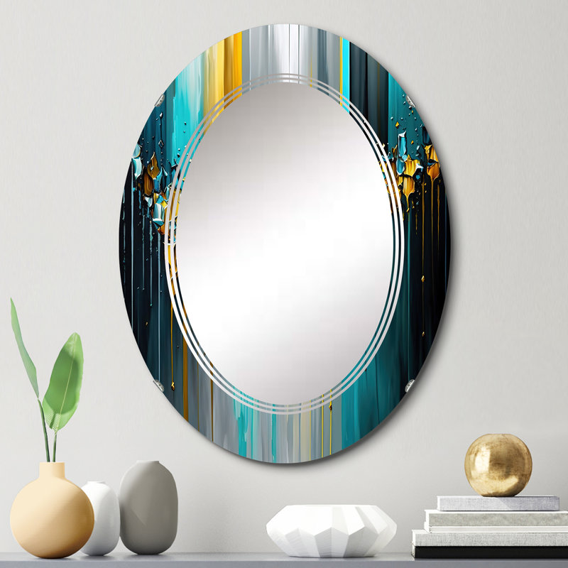 Orestus abstrait géométrique noir et vert IV - miroir mural géométrique moderne, 30 po x 20 po