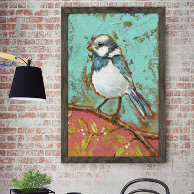 « brillante oiseau i », reproduction de peinture à l’huile encadrée