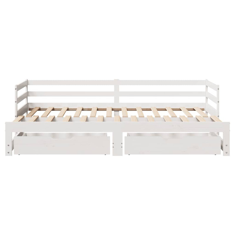 Blasingim Solid Wood Daybed with Trundle, 56.5 x 203.5cm, White