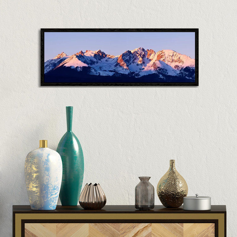 Rocky Mountain Range 1 Piece Panoramic Wall Art on Canvas, 30.48 cm H x 91.44 cm W, Black Framed