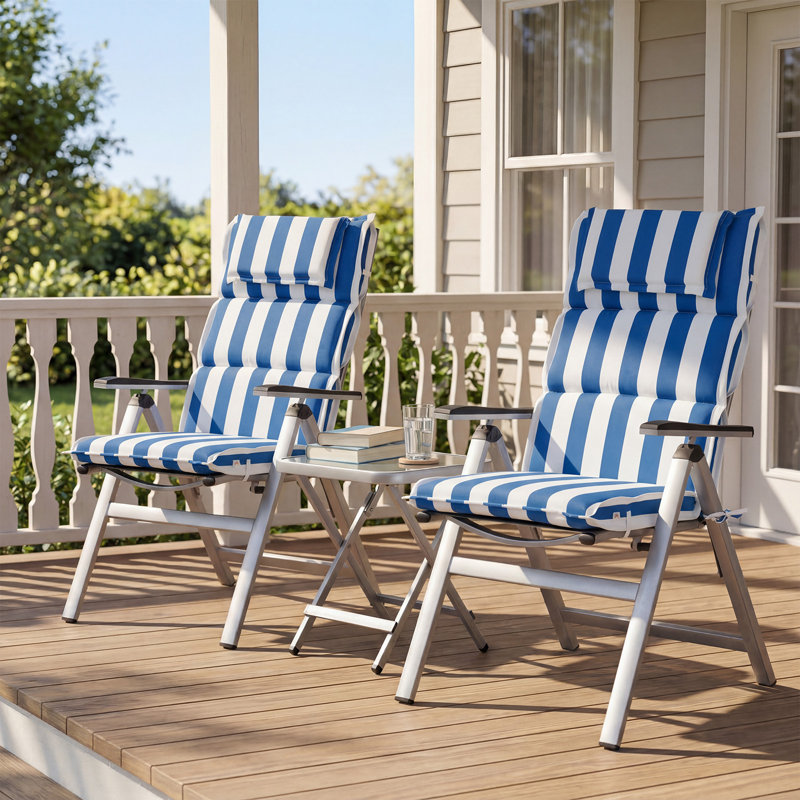  Ensemble de coussins de chaise de patio à haut dossier de 2, 47 x 21 x 2,4 po, Bleu
