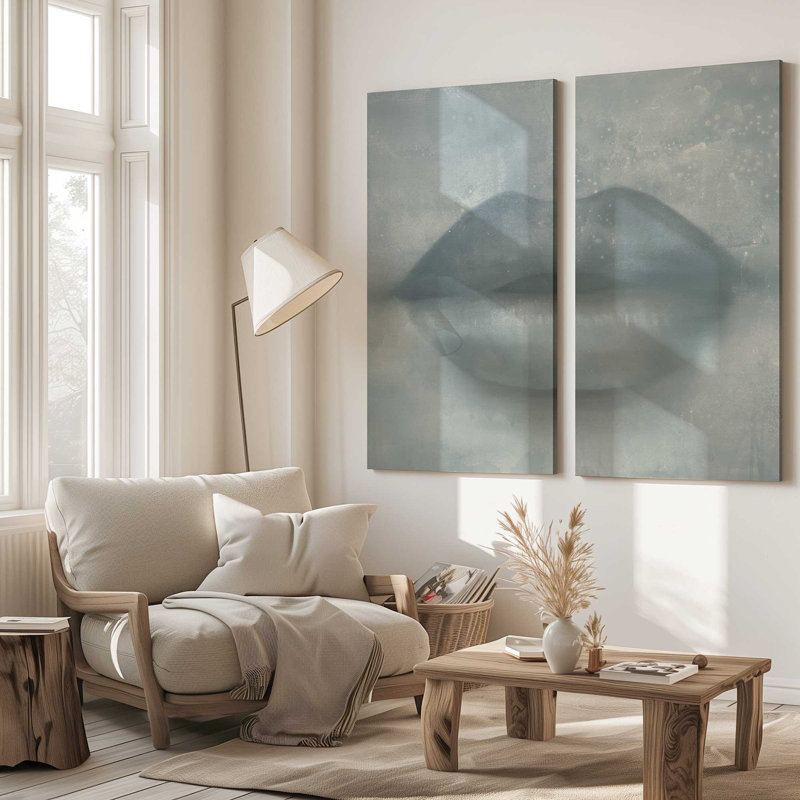  chuchotant - bleu | Impression sur toile 2 panneaux | Combiné, H 48 po x l 48 po