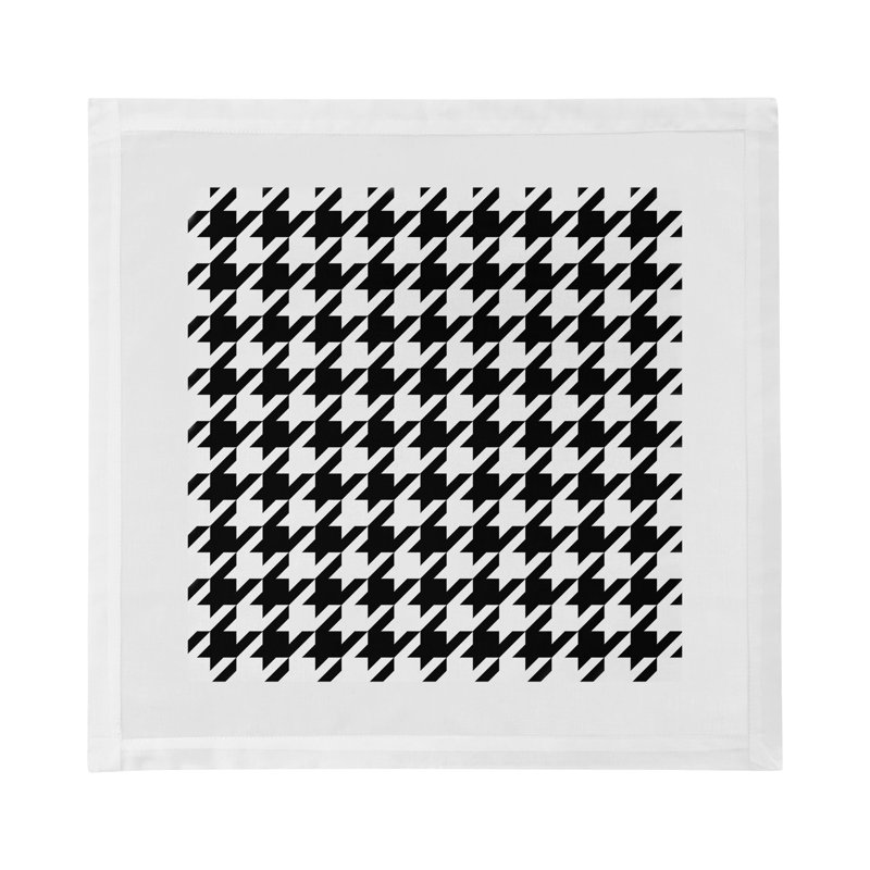 Houndstooth Cotton Sateen Dinner Napkins, Black White
