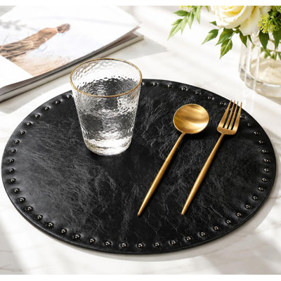 Ensembles de table ronds en similicuir de 35 cm (13,78 pouces) avec rivets, antidérapants