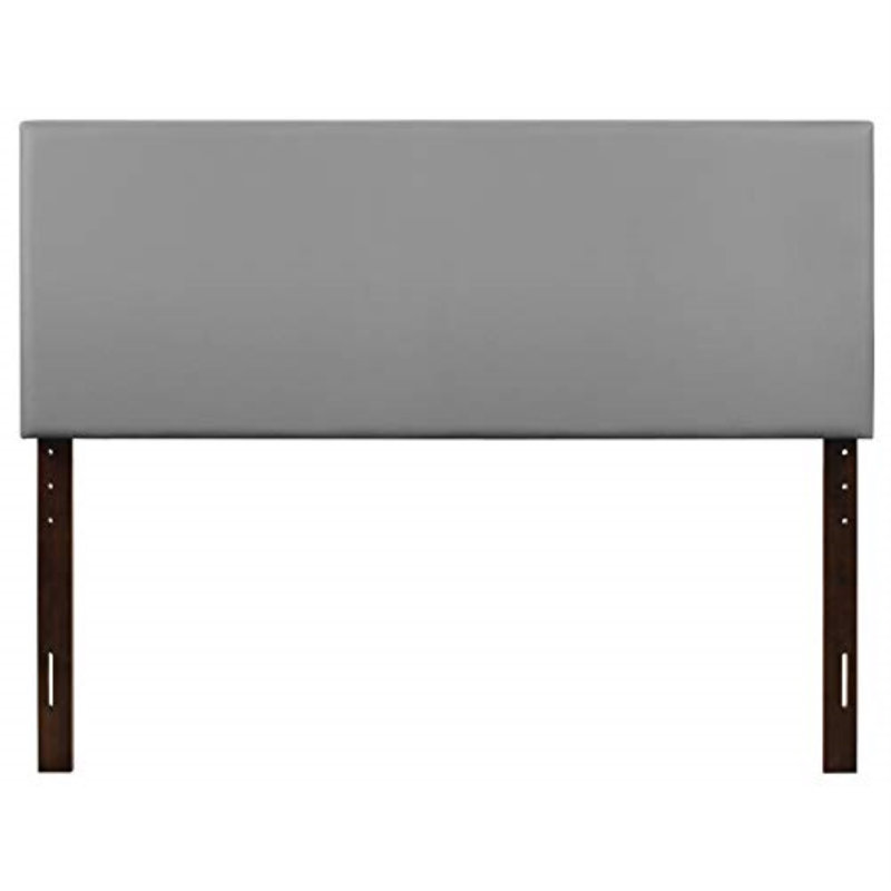 Upholstered Headboard, Light Gray Faux Leather, King