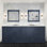 Meuble-lavabo double bleu marine l 84 po x P 22 po, comptoir en marbre de Carrare, ensemble de robinet et miroirs de 34 po
